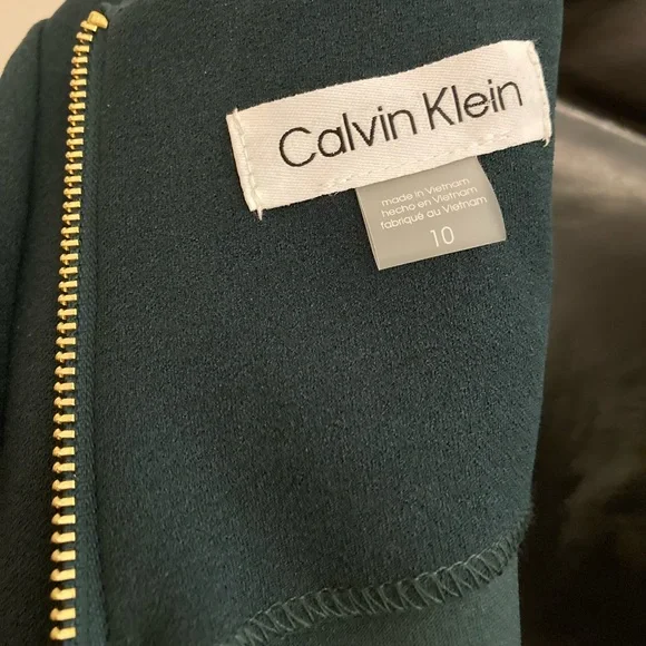 NEW Calvin Klein Fall Green Ruffle Short Sleeve Pencil Sheath Formal Dress 10 - Picture 17 of 17